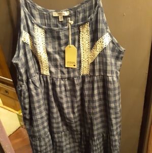 Jodifl Los Angels NWT Blue Plaid Detail Ruffle